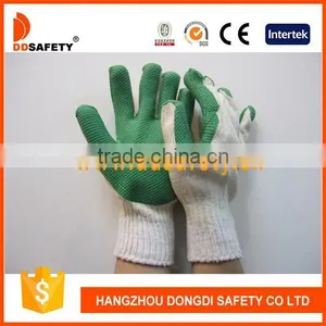Latex Gloves Bleach Cotton Polyester Liner Green Rubber Coated On Palm thumbnail-1