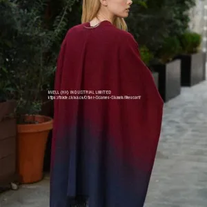 Soft Two Tone Women Winter Scarf Shawl Wrap Pashmina Supplier thumbnail-2