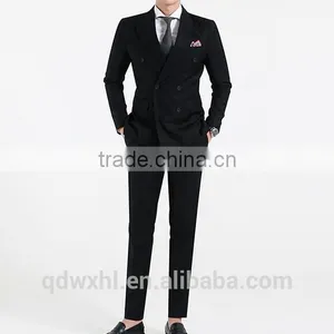 Fashion Navy Blue Stripe Double-Breasted Bespoke Suit Wholesale Mens Suit thumbnail-2