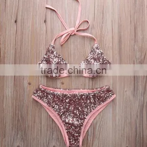 M862 Runwaylover 2016 Sexy Split Paillette Sequins Bikini Swimwear thumbnail-2