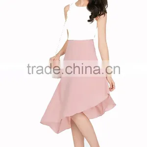 Www Six Photo Com Ladies Pink Chiffon Asymmetrical Skirt thumbnail-1