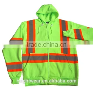 100%polyester Inner Brush Fleece hi Vis Sweatshirt ANSI CLass 3 thumbnail-6
