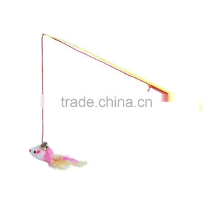 Plastic Wand Pet Teaser Mouse Animal Yellow Bell thumbnail-3