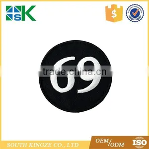 Wholesale Iron on Sew on Patches Number 69 Logo Embroidered Patch for Clothes thumbnail-1