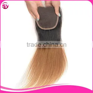 1B/27 Brazilian Ombre Blonde Hair Closure Piece, Free Parting Lace Closure Blonde thumbnail-5