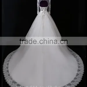 2017 Hot Sale Bridal Wedding Dress V-neck Long Sleeves Beaded Sweetheart Nackline Mermaid Lace Wedding Dress F12802 thumbnail-3