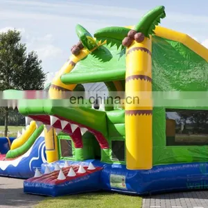 HI Hot Sale!! Animal Themed Inflatable Long Water Slide, Grass Pool Bouncer Sldie thumbnail-1