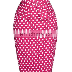 Grace Karin Occident Women Hips Wrapped Short Cotton Pencil Vintage Polka Dots Skirt CL008928-3 thumbnail-2