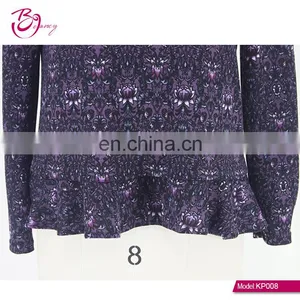 GuangZhou Supplier Vintage Printing Pattern Plus Size Frill Hem Ropa Mujer Blouse for Middle Age Woman thumbnail-6