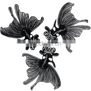 Big Size Custom High Quality Embroidery Patch of Lucky Fish no Backing in Stock,Heat Cut Fun Fish Design Embroidered Patches thumbnail-1