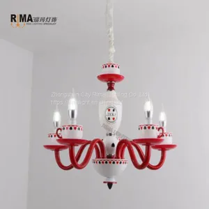 Rima Lighting Glass Crystal Chandelier Cristal Lustre Pendant Lamp With Lovely Coffee Cup for Kids Children Cartoon Room Decor thumbnail-1
