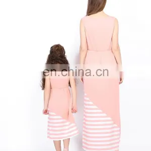 2019 New Mommy and Daughter Dress Latest Family Matching Clothing Long Stripe Dresses (this Link for WOMAN) thumbnail-2