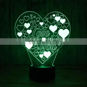 Heart Shape 7 Color Changing 3d Acrylic Led Night Light Lamp Valentine Day Gifts thumbnail-3