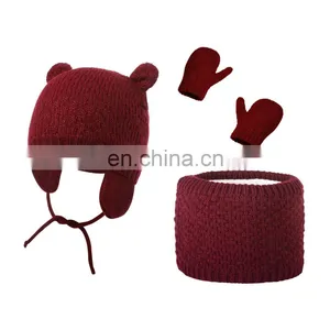 Children's Winter Warm Knit Hat Cute Glove Kids Caps Girls Boys Hand Protection Lovely Glove Baby Kids Girls Boys Gifts thumbnail-1