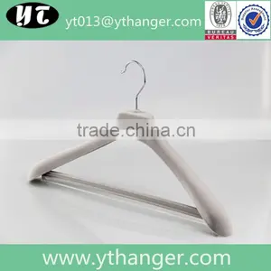 CY-607 Bulk Coat Grey Color Velvet Plastic Hanger Flocking Plastic Hanger With Non-slip thumbnail-4