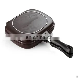 Nonstick Multi Purpose Double Sided Frying Pan Square Deep Frying Pan thumbnail-1