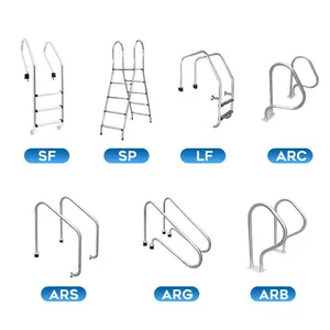 High Quality Anti-Slip Silver 5-Step Ladder for Swimming Pool Ladders With Flange Steps Underground Ground Pool Steps thumbnail-6
