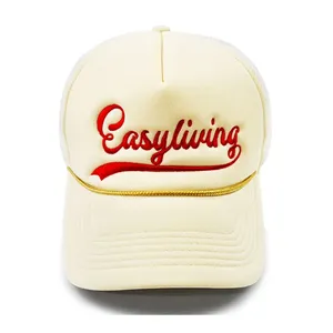 OEM Caps Factory Custom High Quality 5 Panels Trucker Caps Rope Colorful Foam Trucker Hats Embroidery Printed Logo thumbnail-3
