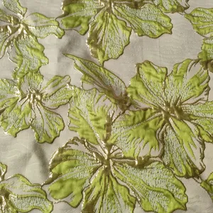 BJ031 Woven Metallic Yarn Floral Brocade Jacquard Fabric For Haute Couture thumbnail-4