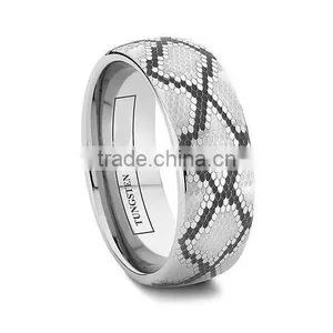 2016 New Design 6mm Or 8mm Tungsten Carbide Snakeskin Wedding Band, Snakeskin Tungsten Ring thumbnail-1