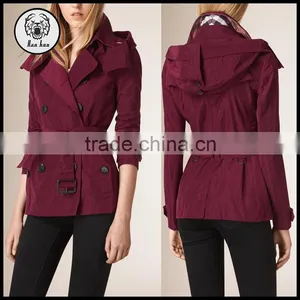 Women Winter Hooded Short Trench Coat thumbnail-1