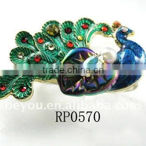 Gold Peacock Enamel Ring thumbnail-1