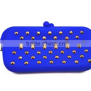 Metal Decor Navy Blue Wallet Photos Durable Retro Coin Purse Silicone Long Purse thumbnail-1