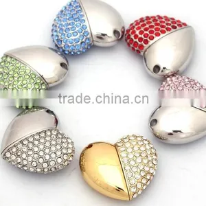 Jewelry Crystal Heart Shape USB Pendant Flash Memory Stick Blue thumbnail-3