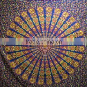 Beautiful Peacock Mandala Hot Selling Tapestries Wall Decor Boho Yoga Mat thumbnail-2