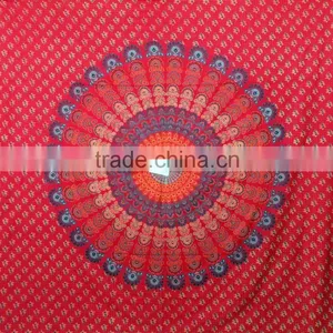 Hand Block Work Tapestry Ethnic Antique Screen Batik Mandala Tapestries Throw Beach Bedspread thumbnail-6