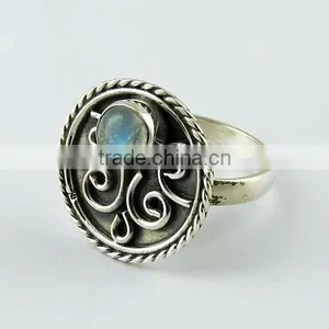 Modern Collection Rainbow Moonstone 925 Sterling Silver Ring thumbnail-1
