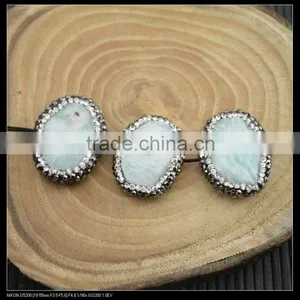 Wholesale LFD-0034B Druzy Aqua Amazonite Stone Pave Rhinestone Crystal Connector Beads For Making Bracelet thumbnail-1