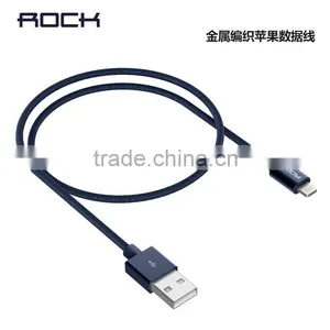 ROCK Original RCBO432 Metal Nylon Braided 8pin Cable for All Apple Device 2.1A Max 1M Metal Charge&sync Round Cable thumbnail-1
