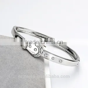 Leather Belt Bangle Women Fine Jewelry Real 18K Gold Plated Belt Bracelets thumbnail-4