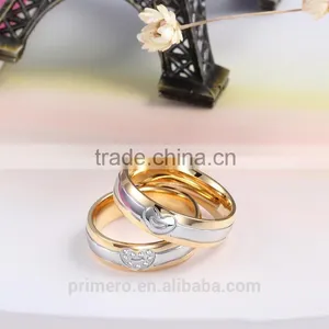 New CZ Cubic Zirconia Couple Wedding Rings 18k Gold Men and Women Jewelry thumbnail-3