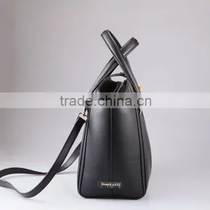 3648 Black Sturdy Shape PU Simple Modern Design Tote Bag Leather With a Long Shoulder Strap thumbnail-3