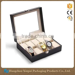 Custom 12 Slot Mens Leather Watch Storage Box thumbnail-1