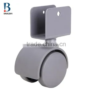 2015 Discount Durable 1.5 Inches Grey Nylon U Plate Swivel Twin Plastic Casters for Wardrobe thumbnail-1