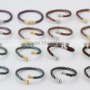 Hotsale Raw Brass Twist Cable Wire Terminal Magnetic Cuff Bangle Copper Magnetic Bracelet Wholesale thumbnail-6