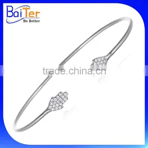 Custom White Gold Plated 925 Sterling Silver Thin Diamond Bangle Bracelet Rhodium Plated CZ Bangle Bracelet Quality Choice thumbnail-2