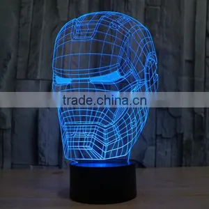 IRON MAN Shape Skull 3d Illusion Lamps Acrylic Indoor USB + Battery Operated Decorative Led Night Light thumbnail-1