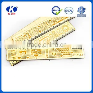 2016manufacturer Custom Full City Printing Wooden Ruler at 19cm for Gifts thumbnail-4