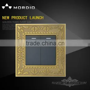 Mordio Zinc Panel 2 Gang 1 Way Wall Switch With Neon thumbnail-1