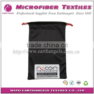 Logo Printed Double Layer Drawstring Pouch, Microfiber Cloth Bag thumbnail-1