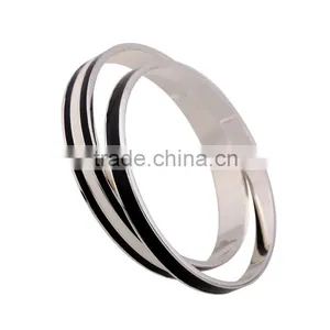 Free Sample New Design Simple Black and White Stainless Steel Bracelet thumbnail-3