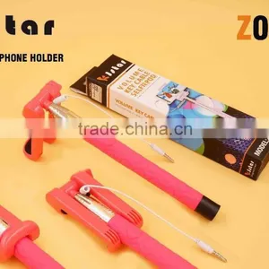 2015 Hottest KJstar Z06-4 Volume Key Cable Selfie Stick With Foldable Designed Smart Phone Clip thumbnail-2