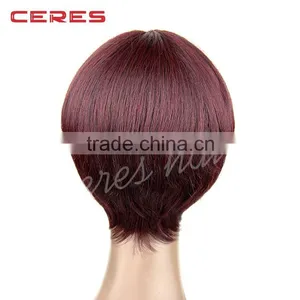 Free Shipping Custom Made Popular Color 99J Silky Straight Glueless Wig Silk Top Remy Brazilian Human Hair Full Lace Wig thumbnail-5