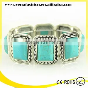 Blue Natural Stone Bracelet, Natural Stone Stretch Bracelets thumbnail-3