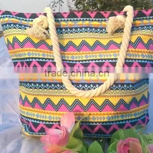 2016 Women's Canvas Straw Beach Bag Casual Tote Shoulder Bag Purse Handbag thumbnail-2