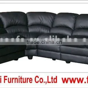 Black Leather Modern L Shape Bedroom Sofa Bed thumbnail-2
